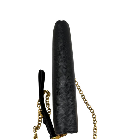 Prada Mini Bag Wallet on Chain Wristlet in Saffiano Noir