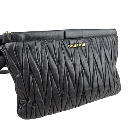 Miu Miu Black Matelasse Leather Crossbody Bag