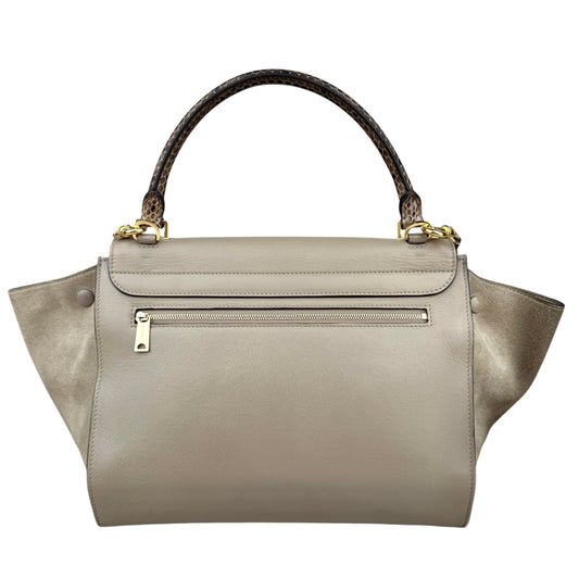 Celine Trapeze large model handbag in beige leather and beige suede