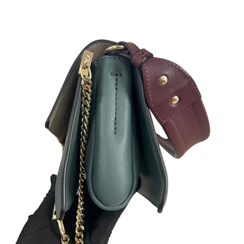 Chloé Chloe Faye Chain Suede Leather Gray Blue Crossbody Bag Grey