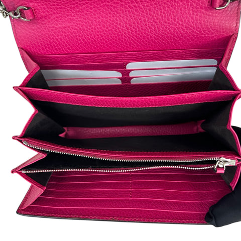 Gucci Pink Leather Small Dionysus Wallet Shoulder Bag Detachable Chain Strap