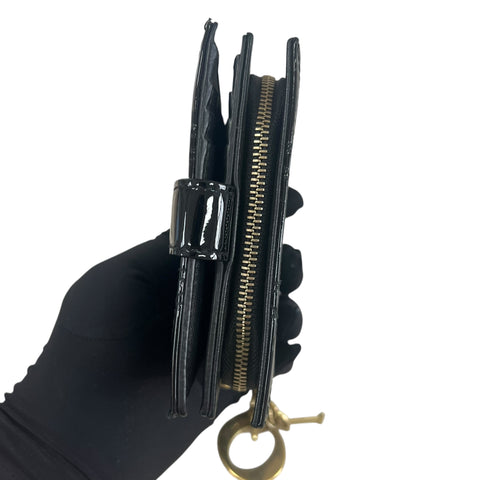 Dior Patent Card Holder Cannage Pattern Wallet