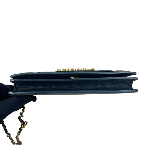 Dior Black Smooth Calfskin Leather J'ADIOR Wallet on Chain Clutch Bag