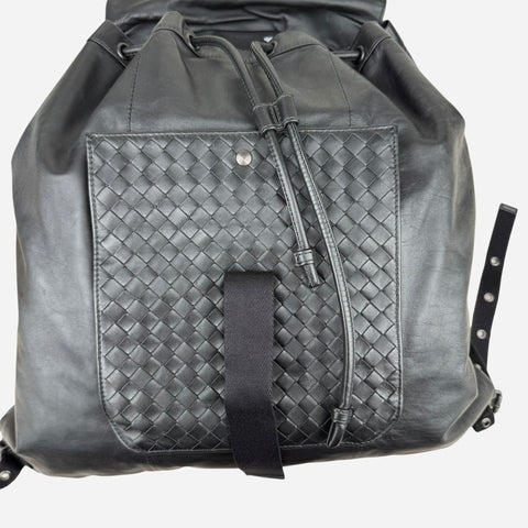 Bottega Veneta Intrecciato Leather Backpack Unisex - Black