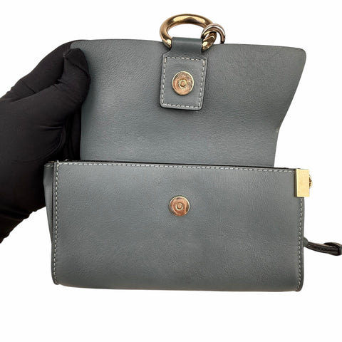 Chloe Blue Leather and Suede Mini Faye Crossbody Bag