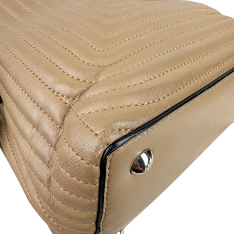 Fendi Beige gesteppte Dotcom-Schultertasche Braun