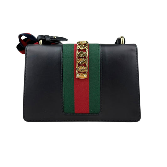 Gucci Sylvie Black Leather crossbody Bag Handbag