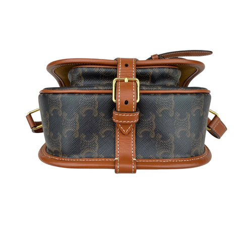 Celine Triomphe Canvas Medium Folco Bag Tan