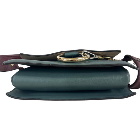 Chloé Chloe Faye Chain Suede Leather Gray Blue Crossbody Bag Grey