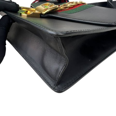 Gucci Sylvie Black Leather Bag Women Handbag