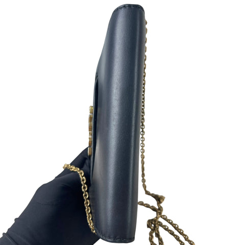 Dior Black Smooth Calfskin Leather J'ADIOR Wallet on Chain Clutch Bag