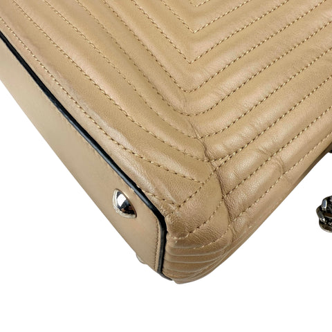Fendi Beige gesteppte Dotcom-Schultertasche Braun
