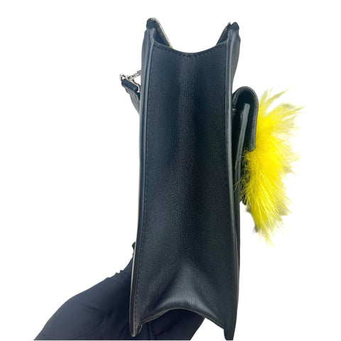Fendi Monster Fur Leather Crossbody Black