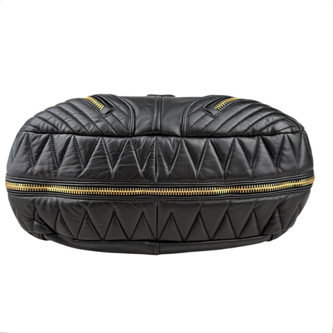 Miu Miu Nappa Matelasse Biker Coffer Leather Top Handle Bag Black
