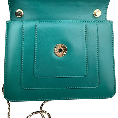 Bvlgari Calfskin Small Serpenti Forever Snake Strap Crossbody Bag Emerald Green