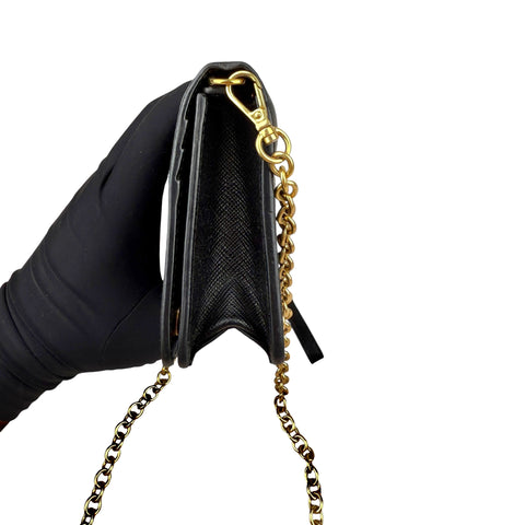 Prada Mini Bag Wallet on Chain Wristlet in Saffiano Noir