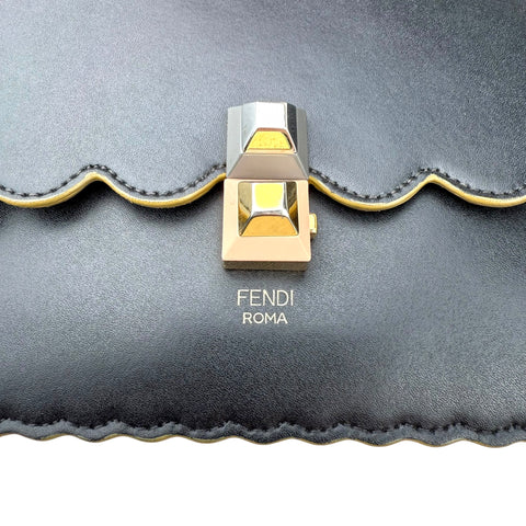 Fendi Dotcom Leather Shoulder Bag Black