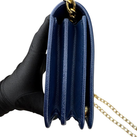 Prada Blue Saffiano Metal Shoulder Bag
