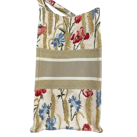 Dior Beige Multicolor Canvas Embroidered Hibiscus Medium Book Tote