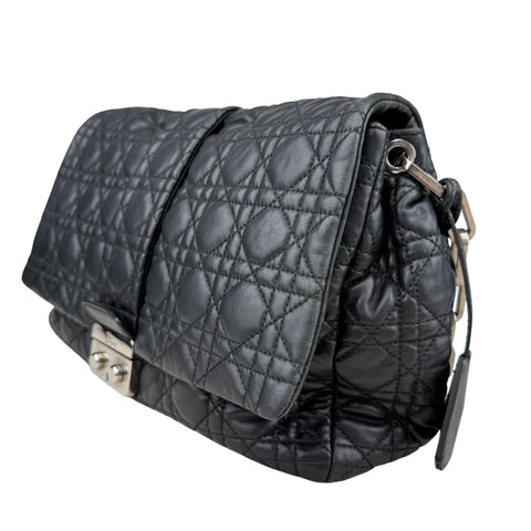 Dior Black Cannage Quilted Lambskin Large New Lock Flap Shoulder Bag