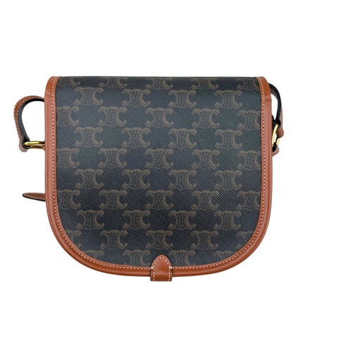 Celine Triomphe Canvas Medium Folco Bag Tan