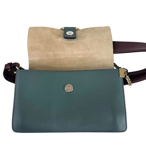 Chloé Chloe Faye Chain Suede Leather Gray Blue Crossbody Bag Grey