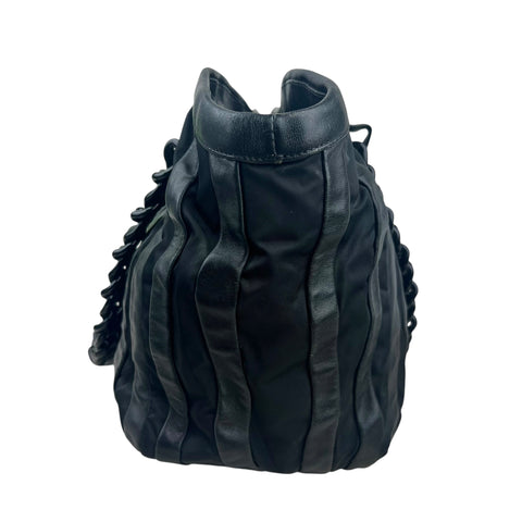 Prada Black Tessuto Nappa Waves Tote Bag