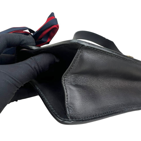 Gucci Sylvie Black Leather Bag Women Handbag