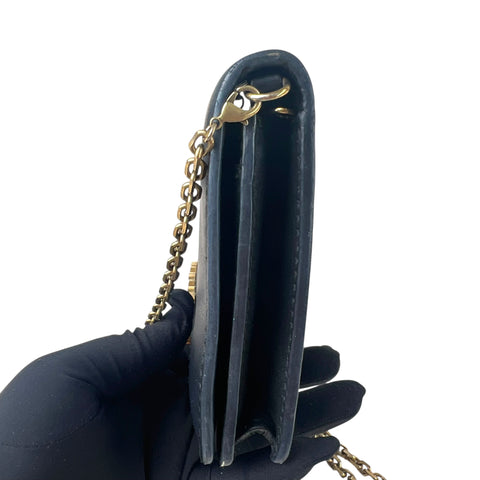 Dior Black Smooth Calfskin Leather J'ADIOR Wallet on Chain Clutch Bag