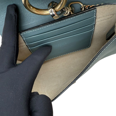 Chloe Blue Leather and Suede Mini Faye Crossbody Bag