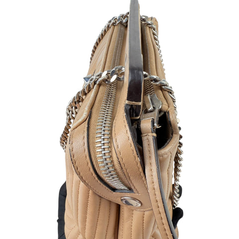 Fendi Beige gesteppte Dotcom-Schultertasche Braun