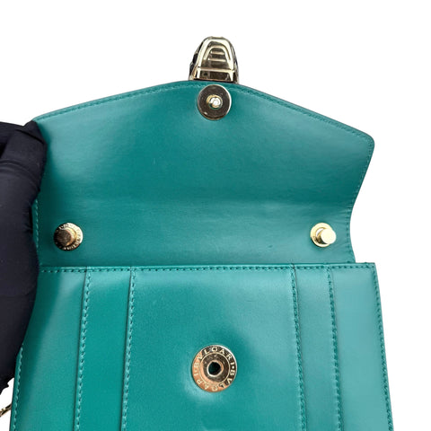 Bvlgari Calfskin Small Serpenti Forever Snake Strap Crossbody Bag Emerald Green