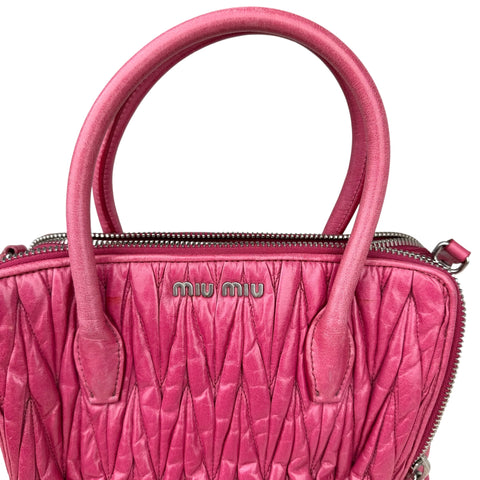 Miu Miu Pink Lambskin Leather Matelasse Shopping Bag