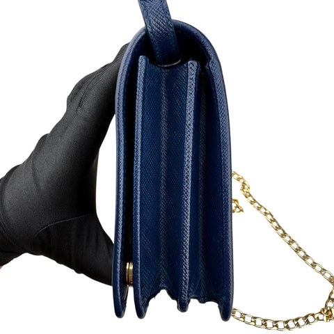 Prada Blue Saffiano Metal Shoulder Bag