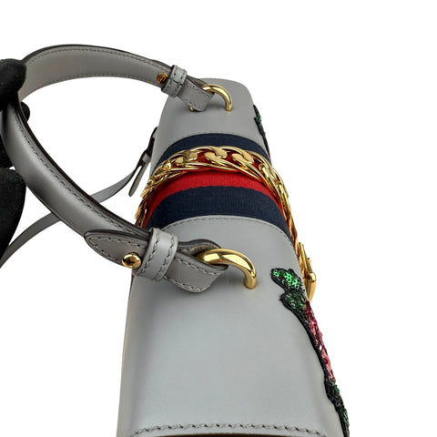 Gucci floral embroidered leather sequin sylvie shoulder bag
