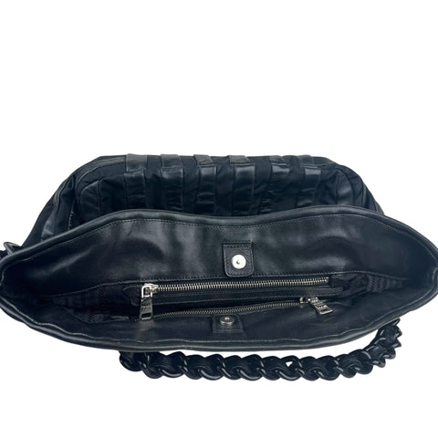 Prada Black Tessuto Nappa Waves Tote Bag