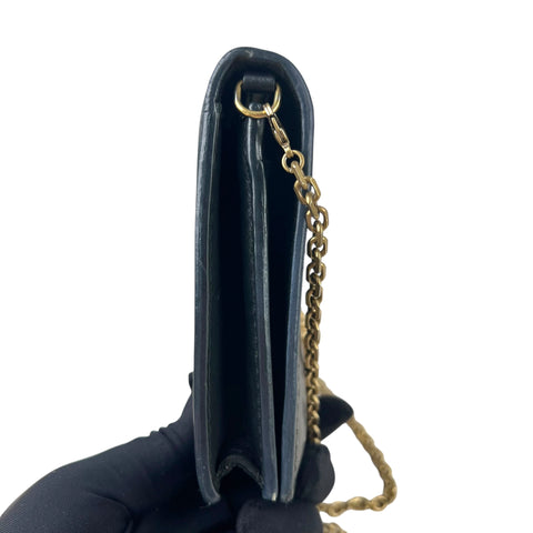 Dior Black Smooth Calfskin Leather J'ADIOR Wallet on Chain Clutch Bag