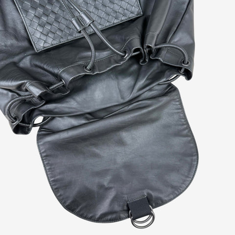 Bottega Veneta Intrecciato Leather Backpack Unisex - Black
