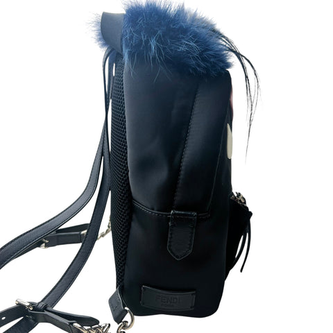Fendi Black Nylon and Leather Monster Eyes Mini Backpack Bag