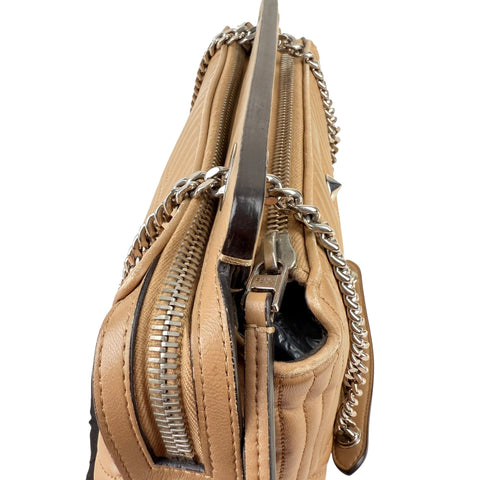 Fendi Beige gesteppte Dotcom-Schultertasche Braun