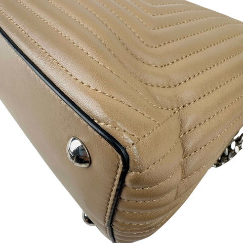 Fendi Beige gesteppte Dotcom-Schultertasche Braun