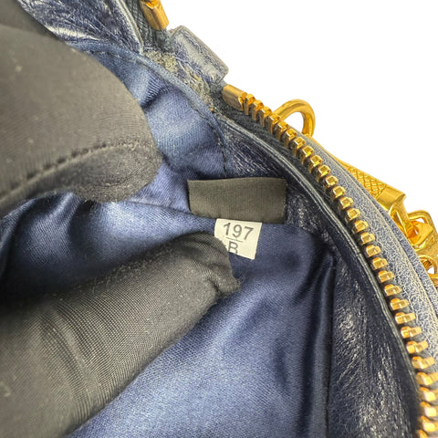 Miu Miu Blue Matelassé Leather Zip Crossbody Bag
