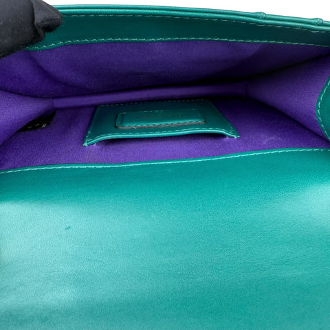 Bvlgari Calfskin Small Serpenti Forever Snake Strap Crossbody Bag Emerald Green
