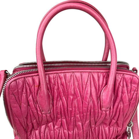 Miu Miu Pink Lambskin Leather Matelasse Shopping Bag