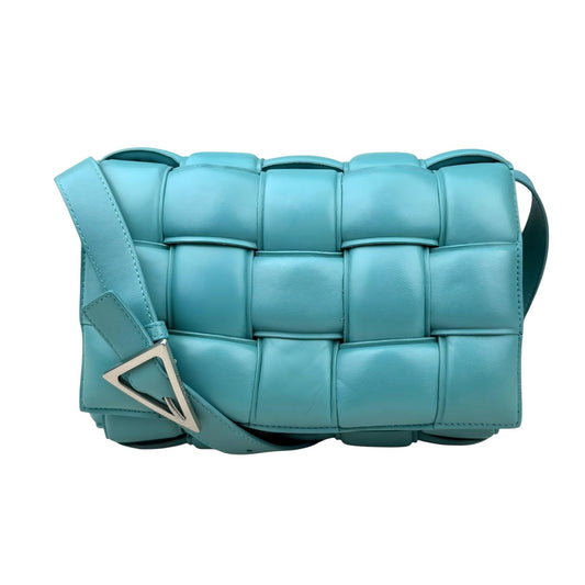 Bottega Veneta Turquoise Padded Leather Cassette Crossbody Bag Blue