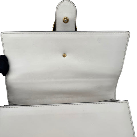 Gucci Calfskin Bamboo Web Medium Dionysus Top Handle Bag White Blue Hibiscus Red