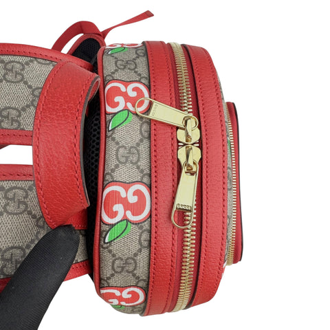Gucci Beige/Red GG Supreme Canvas and Leather Small Backpack