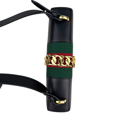 Gucci Sylvie Black Leather crossbody Bag Handbag