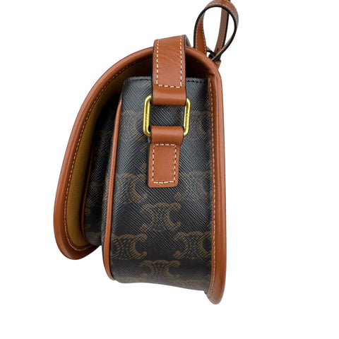 Celine Triomphe Canvas Medium Folco Bag Tan