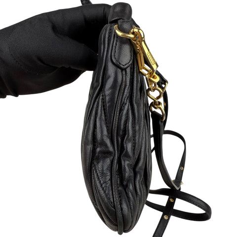 Miu Miu Black Matelasse Leather Crossbody Bag